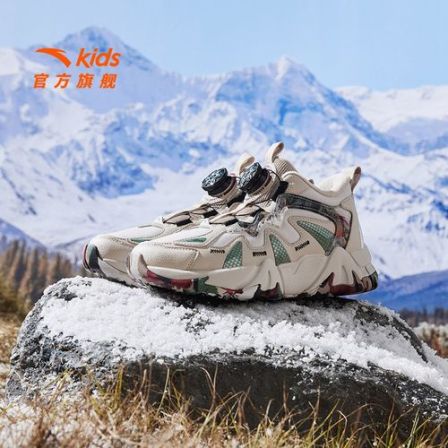 【圣诞战靴】安踏儿童男大童二棉鞋2025冬款新舒适保暖中帮旋钮童鞋