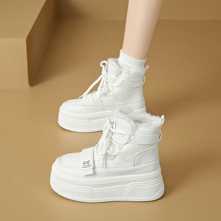 厚底雪地靴女款2025新款冬季加绒加厚保暖棉鞋防滑学生跑步靴子女