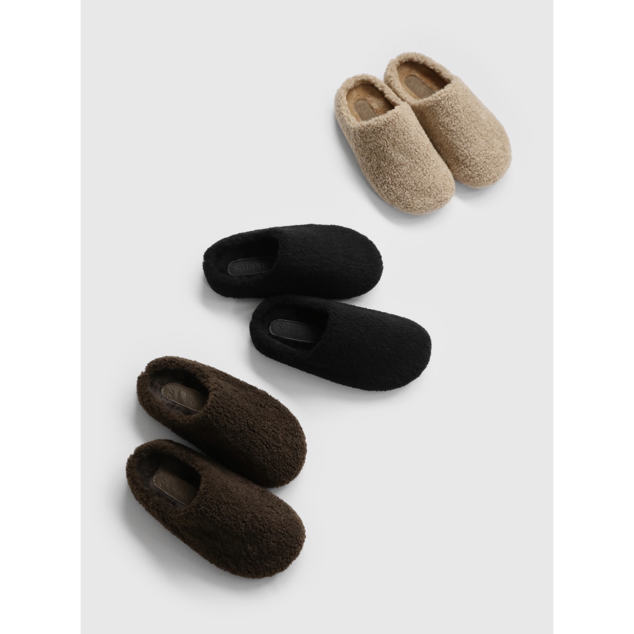 About nice 韩国代购 东大门H基础款可爱毛毛 加绒拖鞋主图