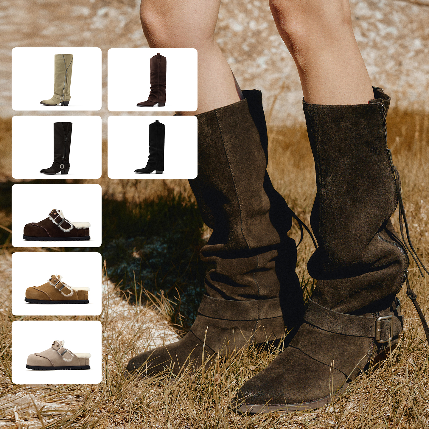 【所有女生的衣橱直播间】BREADTREE面包树 宝石毛毛拖/西部靴主图