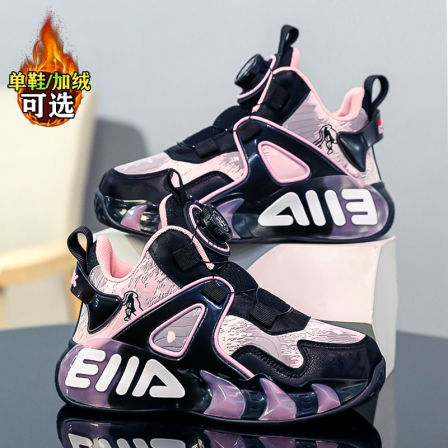 官网C&K女童鞋篮球鞋2025新款冬季儿童运动鞋女孩皮面防滑二棉鞋