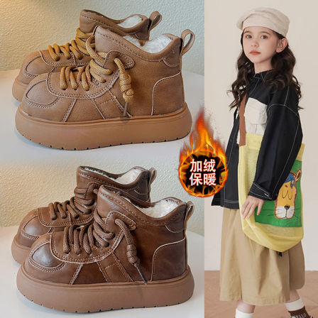 官网C&K女童雪地靴2025冬季新款儿童加绒保暖棉鞋中大童面包棉靴