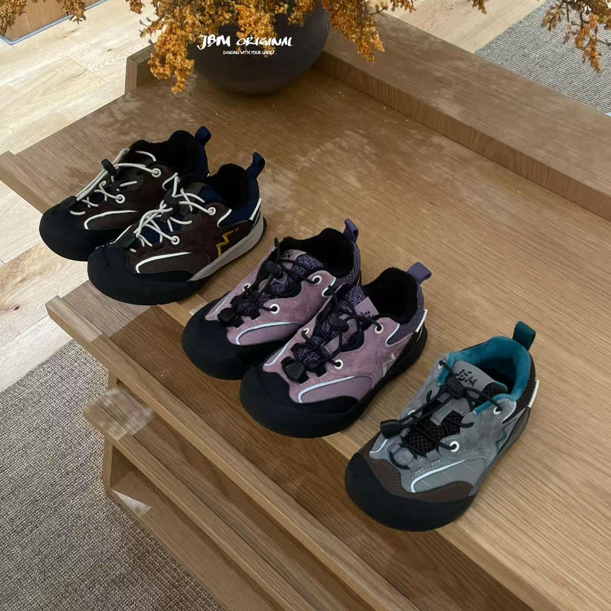 JBM女童加绒保暖复古休闲鞋2025冬季儿童免系带运动鞋防滑登山鞋主图