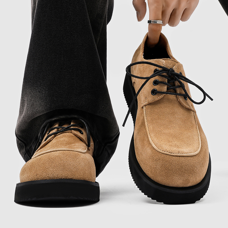 德比鞋男款增高大头鞋百搭翻毛皮鞋老钱风乐福鞋cleanfit休闲鞋子主图