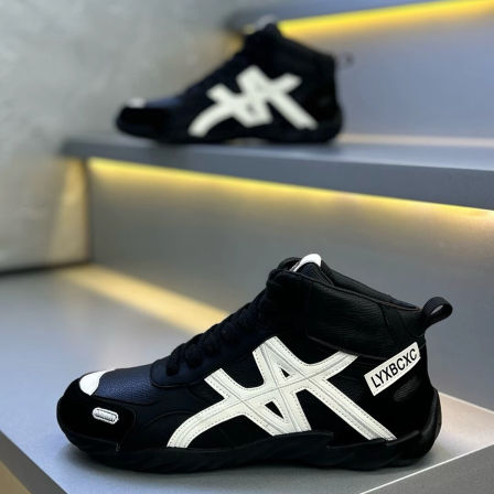 潮牌男鞋秋冬复古阿甘鞋高帮系带运动休闲鞋加绒保暖舒适百搭潮鞋