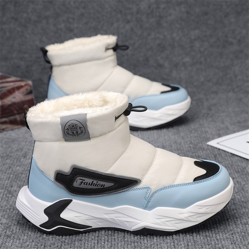 雪地靴男冬季加绒加厚防寒保暖羽绒棉鞋男士防滑厚底高帮面包棉靴主图