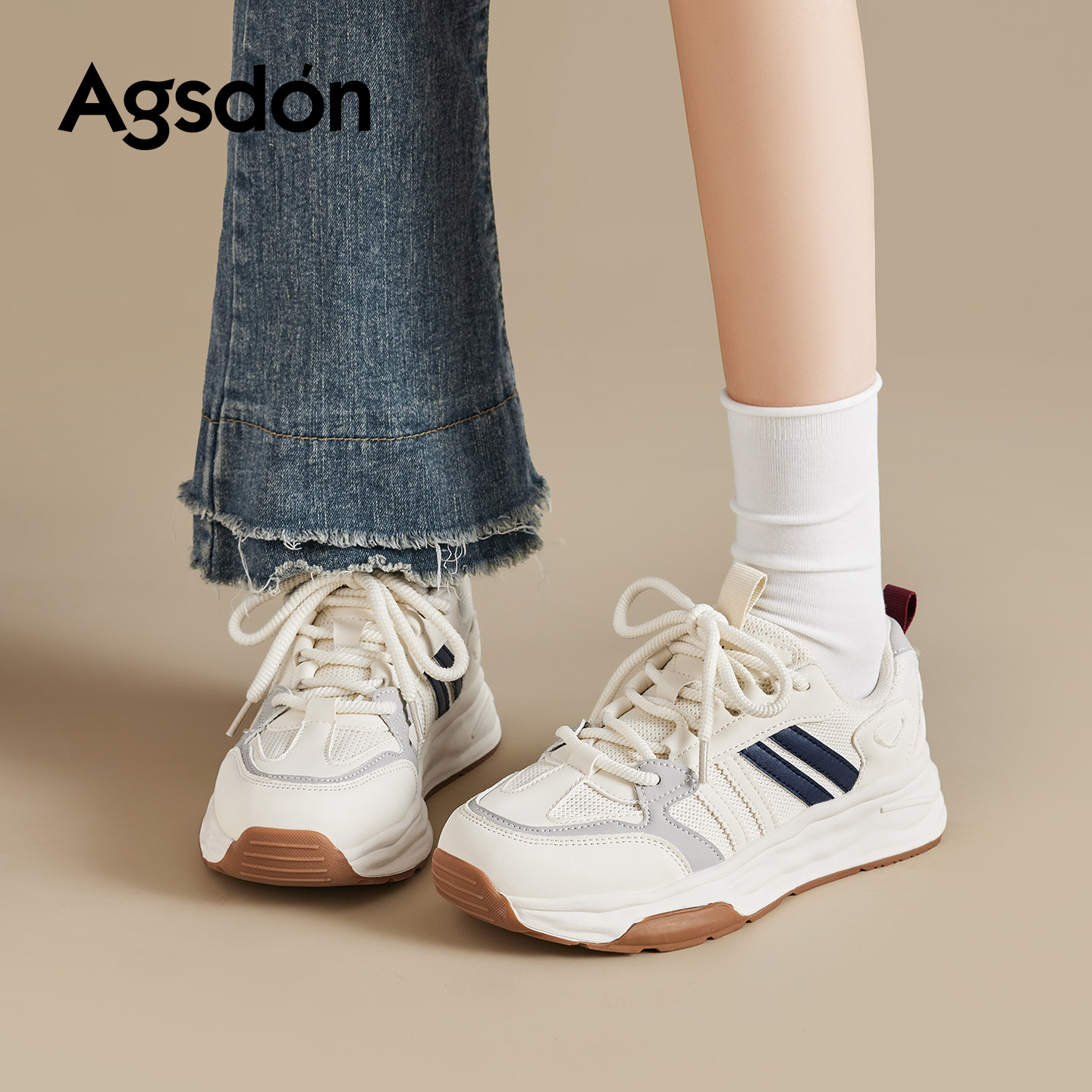 奥古狮登厚底阿甘鞋女2025新款冬季女鞋休闲德训鞋百搭轻便运动鞋主图