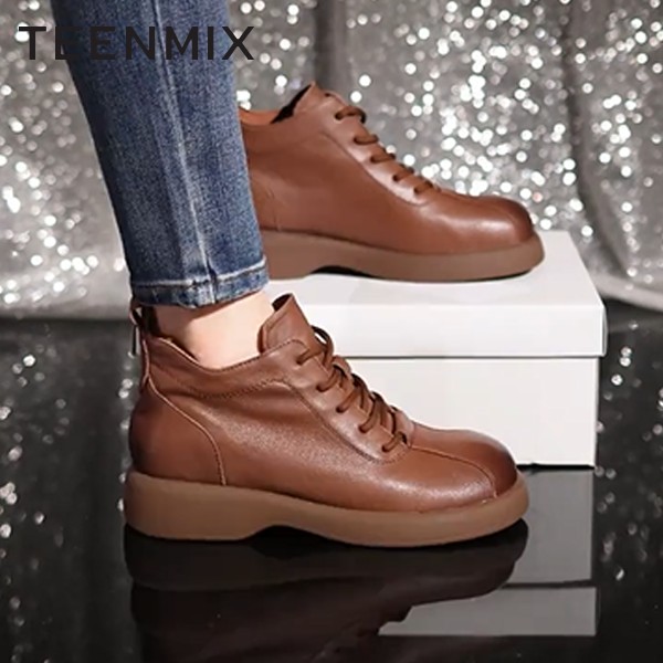 天美意新款商场同款厚底短靴女英伦马丁靴BJ821DD4主图