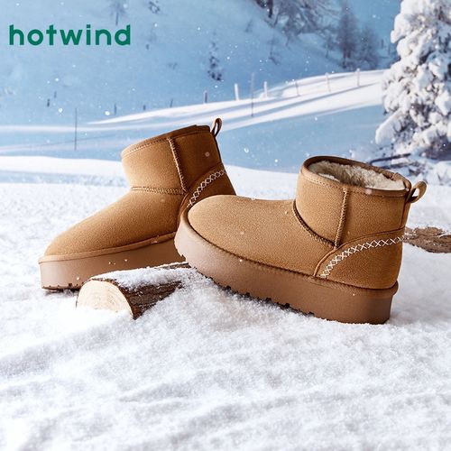 【热风】冬季新款厚底复古百搭雪地靴H89W4812主图