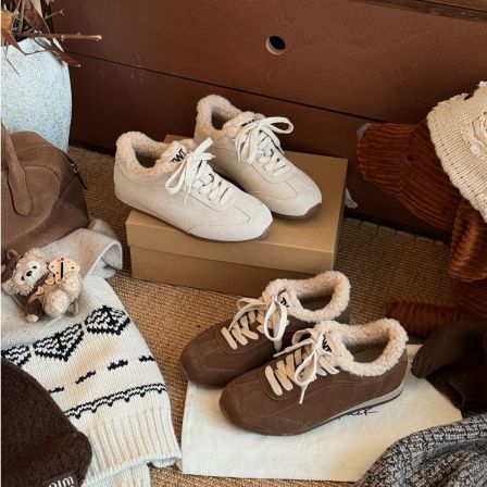 BAO/宝小姐2025年新款复古冬季休闲鞋百搭阿甘德训韩版平底鞋