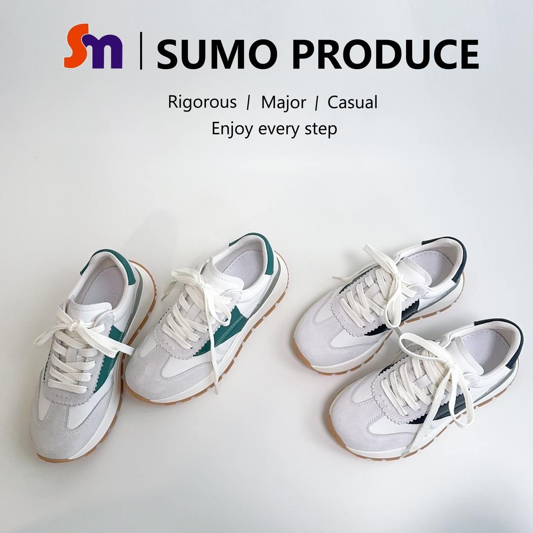 素陌秋季新款休闲厚底阿甘鞋女真皮透气复古时尚板鞋拼色百搭296主图