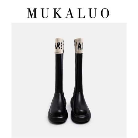 【夏夏专属】真皮高筒靴女厚底2025新款胖mm粗腿字母大小筒围长筒靴