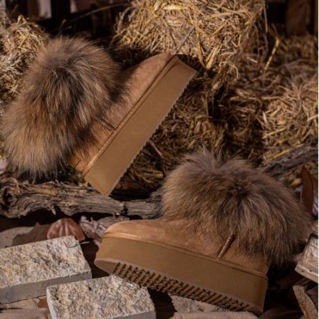 【内增高】氛围感拉满!10.5cm小萝莉羊皮毛一体貉子毛雪地靴女