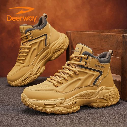 德尔惠大黄靴高帮休闲男鞋防滑防水登山鞋运动休闲跑步钓鱼马丁靴主图