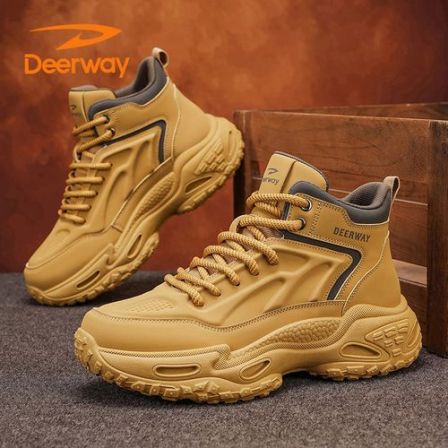 德尔惠大黄靴高帮休闲男鞋防滑防水登山鞋运动休闲跑步钓鱼马丁靴