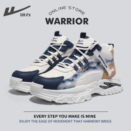 Warrior/回力秋冬季皮面潮流百搭男鞋百搭厚底缓震休闲棉鞋潮鞋子