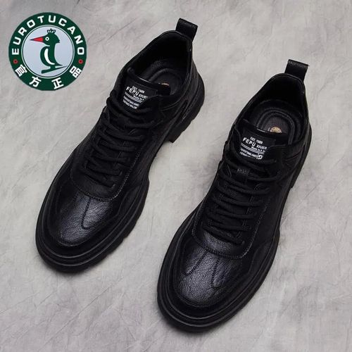 欧伦啄木鸟2025年加绒新款潮款透气百搭软底英伦商务男士休闲皮鞋主图