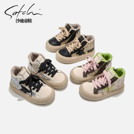 【保暖系列】沙驰儿童棉鞋冬季加绒保暖软底棉靴板鞋高帮24769