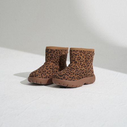 史豌豆女童一体皮毛豹纹雪地靴 X147