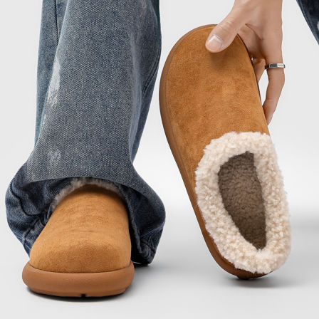 冬季加绒加厚小土豆勃肯鞋男款复古一脚蹬全包棉鞋室外保暖雪地靴