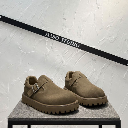 勃肯鞋男款2025新款冬季真皮德比鞋一脚蹬厚底增高鞋轻便休闲棉鞋