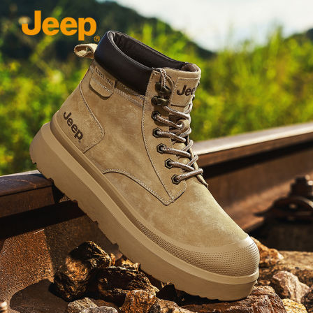 jeep男鞋秋冬季新款复古厚底防滑工装马丁靴户外高帮真皮男士靴子