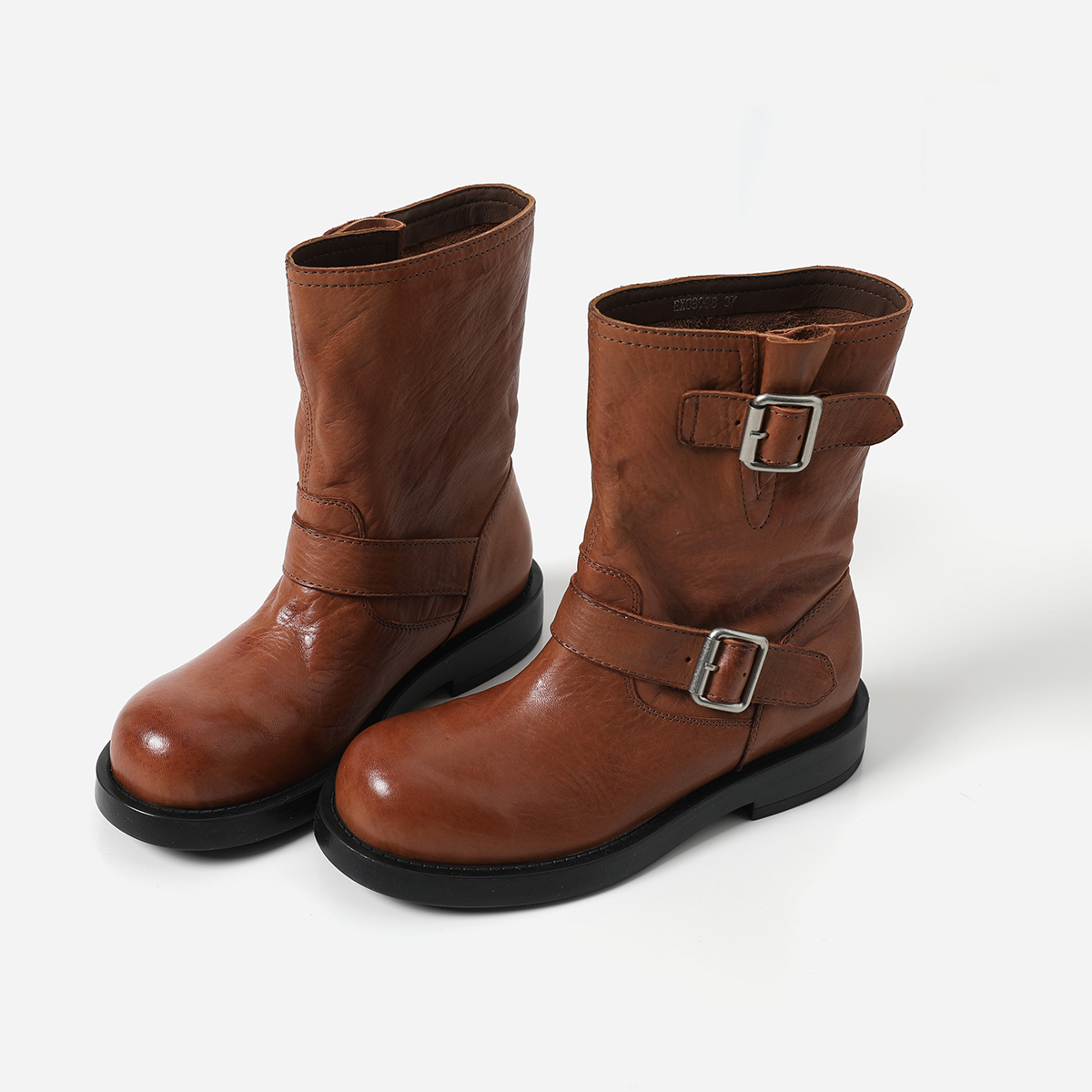 EX08008 茉莉雅集 J1M*Y CH0O带扣机车靴水洗马皮切尔西靴骑士靴主图