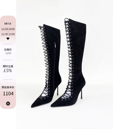 DFAY 双色！超顶的羊绒皮绑带长靴 今年最爱的靴子高跟时装靴女鞋