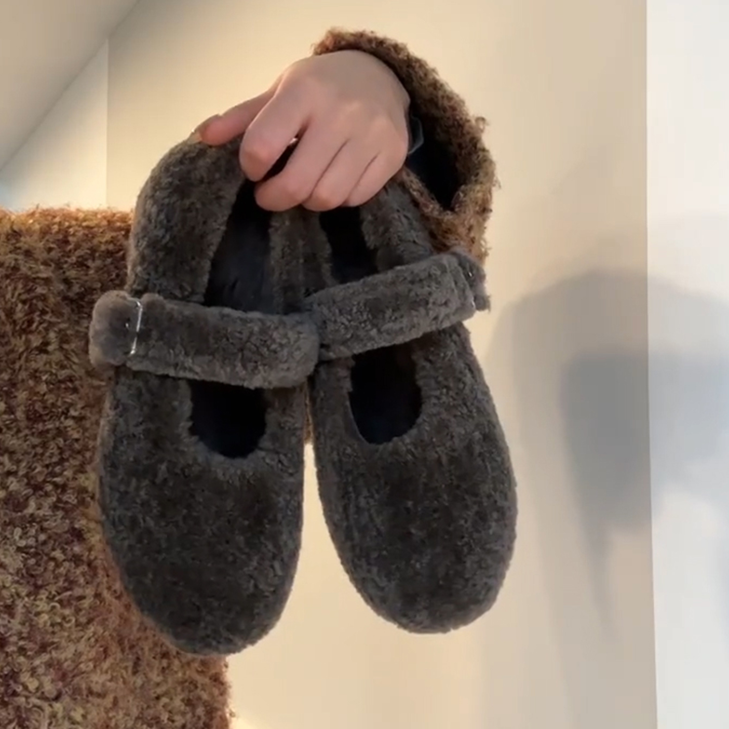 2025新款冬季羊羔毛保暖玛丽珍棉鞋子女平底内增高单鞋加绒毛毛鞋主图