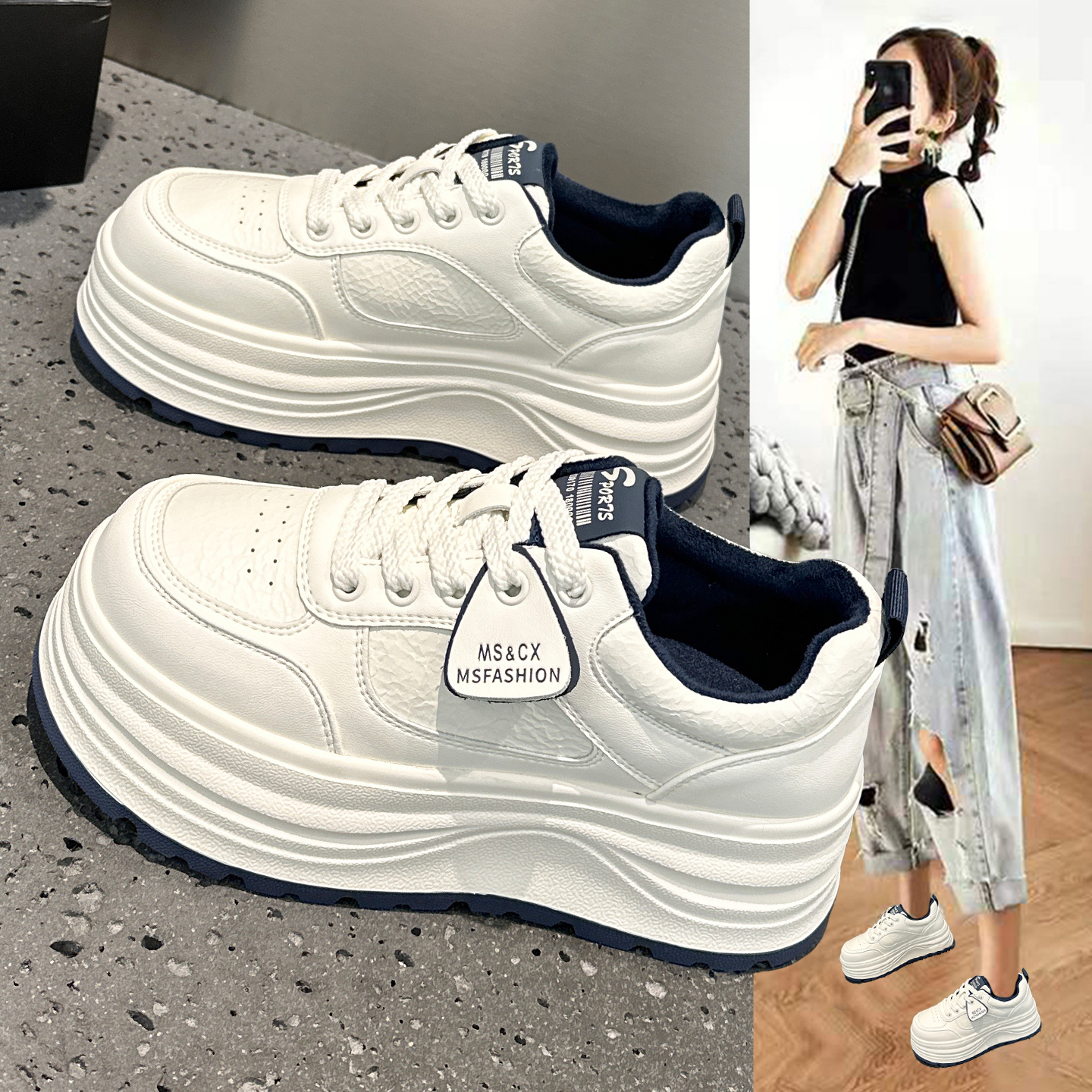 超火真皮加绒小白鞋女棉鞋2025冬季新款爆款厚底轻便运动休闲板鞋主图