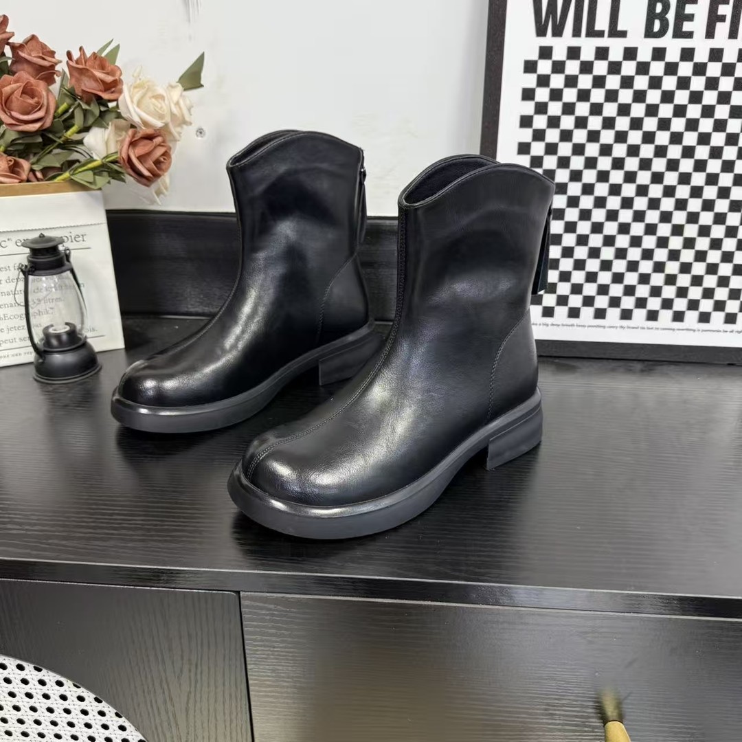 冬季新款时尚休闲女鞋潮流马丁靴瘦瘦靴低跟英伦短靴9236//LJ主图