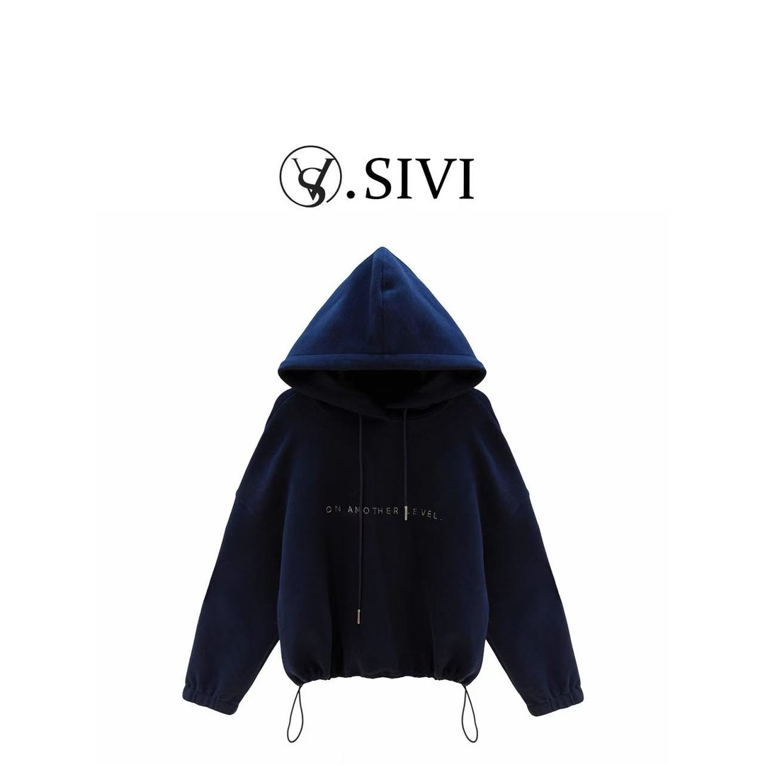 熙薇【邂逅美人】2025秋冬新款时尚气质休闲加绒连帽卫衣H5841主图