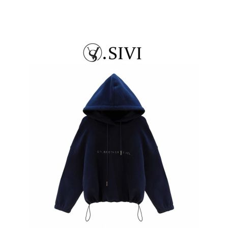 熙薇【邂逅美人】2025秋冬新款时尚气质休闲加绒连帽卫衣H5841