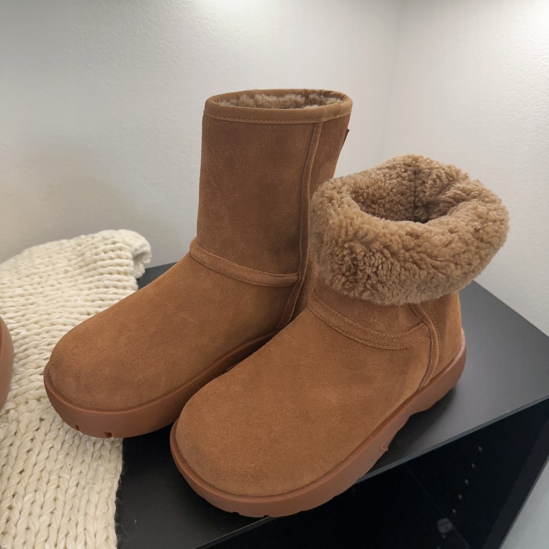 冬季防寒保暖雪地靴女真皮加厚皮毛一体中筒靴羊毛雪地棉3113防滑主图