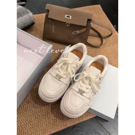 next_level【行万里路】高端线头层牛皮小白鞋做旧擦色小脏休闲鞋女