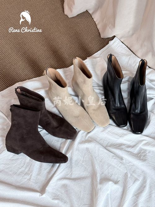 ReneChristine|3cm|秋冬新款瘦瘦靴显脚小短靴平跟方头保暖女靴主图