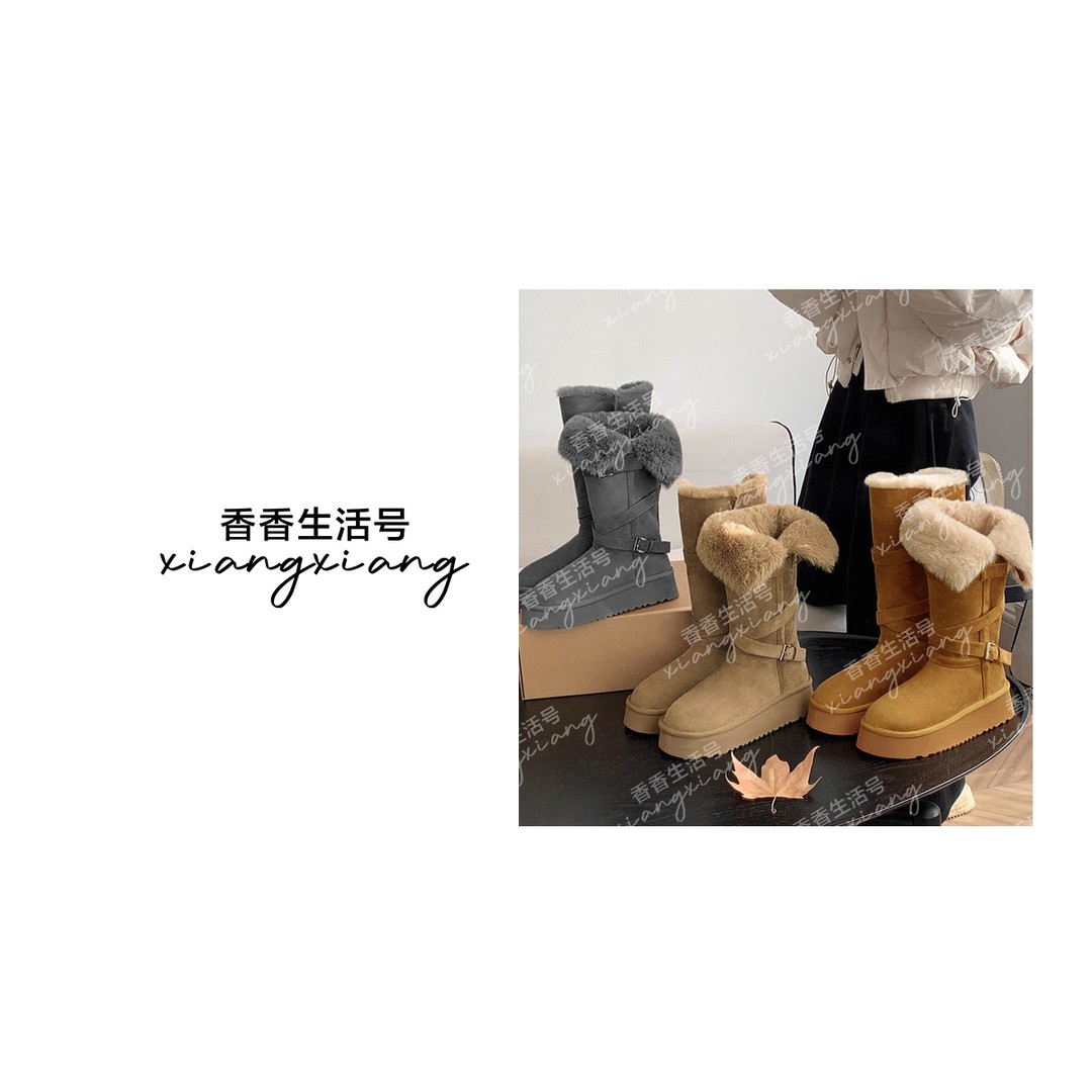 时尚百搭厚底加绒加厚保暖高筒雪地靴677 跟高5CM主图