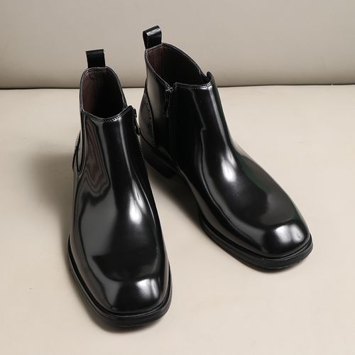 秋冬新款英伦切尔西靴男方头商务皮鞋男士亮皮马丁靴短靴时尚通勤主图