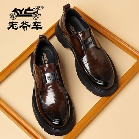 老爷车皮鞋2025新款商务休闲鞋子男士真皮透气英伦皮鞋男款乐福鞋