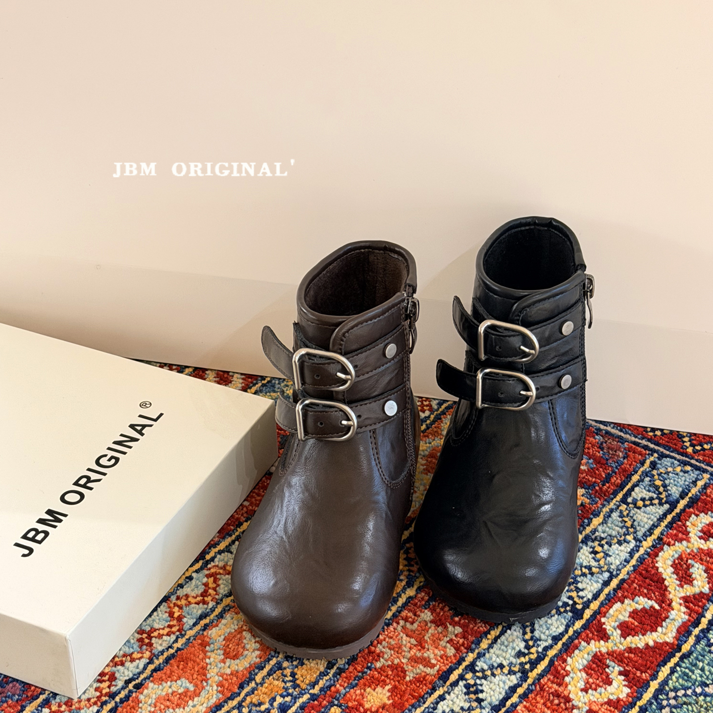 JBM 2025冬季新款儿童加绒保暖马丁靴男女童二棉休闲复古皮靴短靴主图