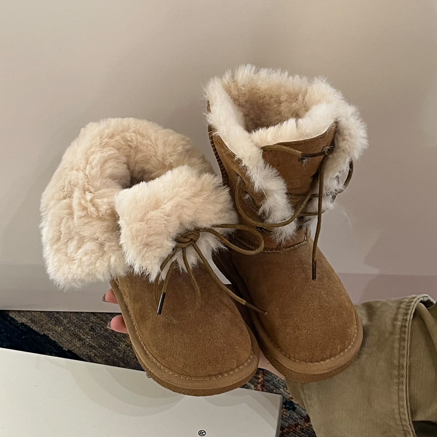 左左家冬季中大童加绒保暖中筒两穿雪地靴女童新款韩版防滑棉靴主图