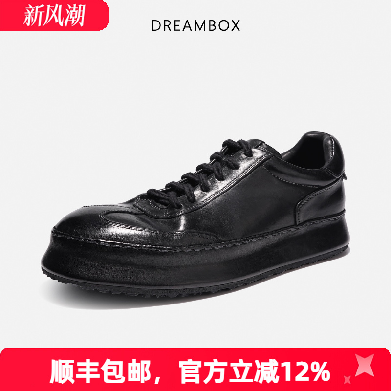 dreambox钧博男鞋2025新款德训鞋水洗马皮休闲板鞋厚底男士鞋子主图