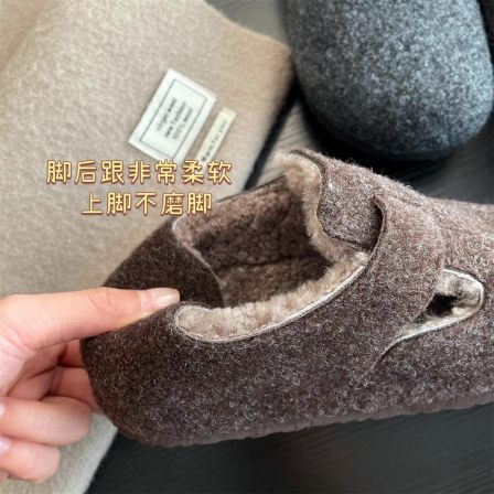 全包羊皮毛一体勃肯鞋女2025冬新款丑萌小众保暖百搭平底大头鞋