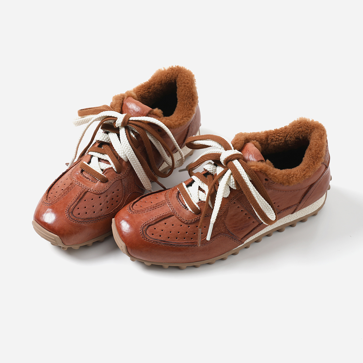 EY08022 茉莉雅集 L0EW*E水洗马皮羊毛配绒里复古防滑德训鞋女主图