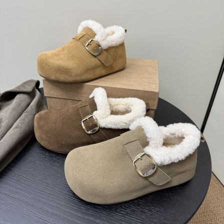 2025新款真皮羊毛厚底增高保暖舒适百搭勃肯鞋女冬新款休闲棉鞋
