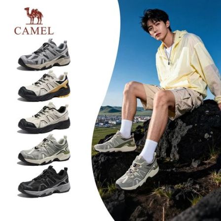 【城野3代】骆驼徒步鞋情侣透气防滑轻便软底户外运动跑步鞋网面