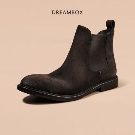 dreambox钧博高档靴子男款牛反绒防水切尔西靴手工耐磨套筒皮靴