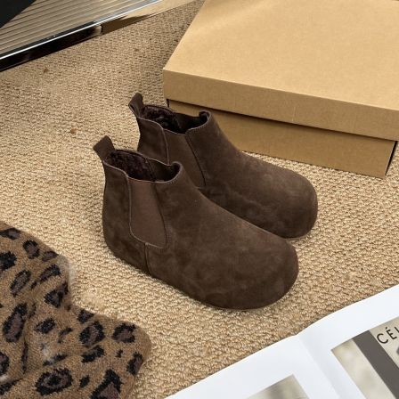 小小苏跟高4cm丨冬季厚款圆头一体博肯靴女鞋休闲加绒EDX55992