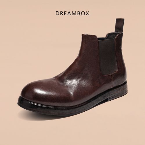 dreambox钧博vibram水洗马皮男士切尔西靴手工耐磨英伦风套筒皮靴主图