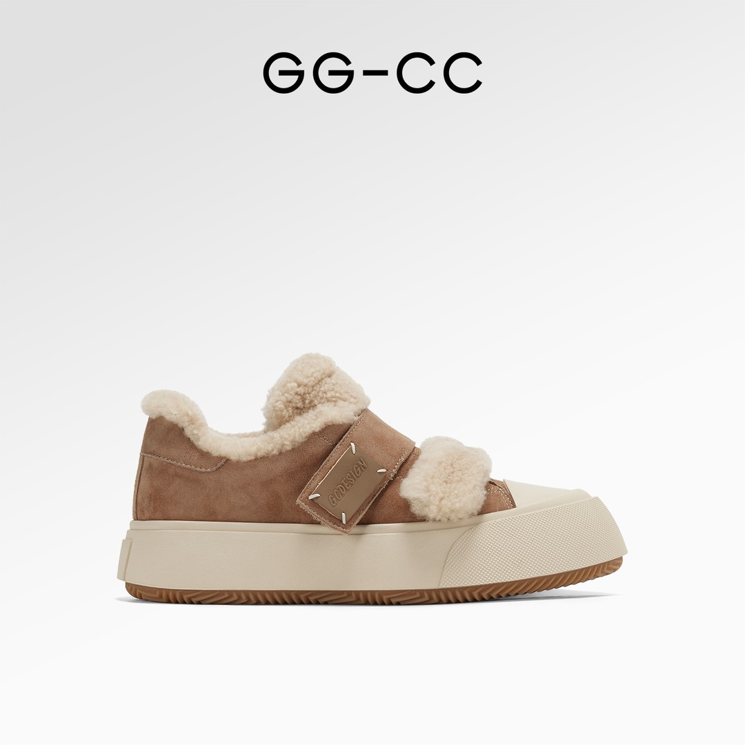 GG-CC【跟高4.5cm】加绒棉鞋冬季厚底通勤百搭圆头潮流休闲板鞋6905主图